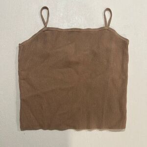 Abercrombie & Fitch Ribbed Knit Camisole Tank Top Brown Minimalist Size Large